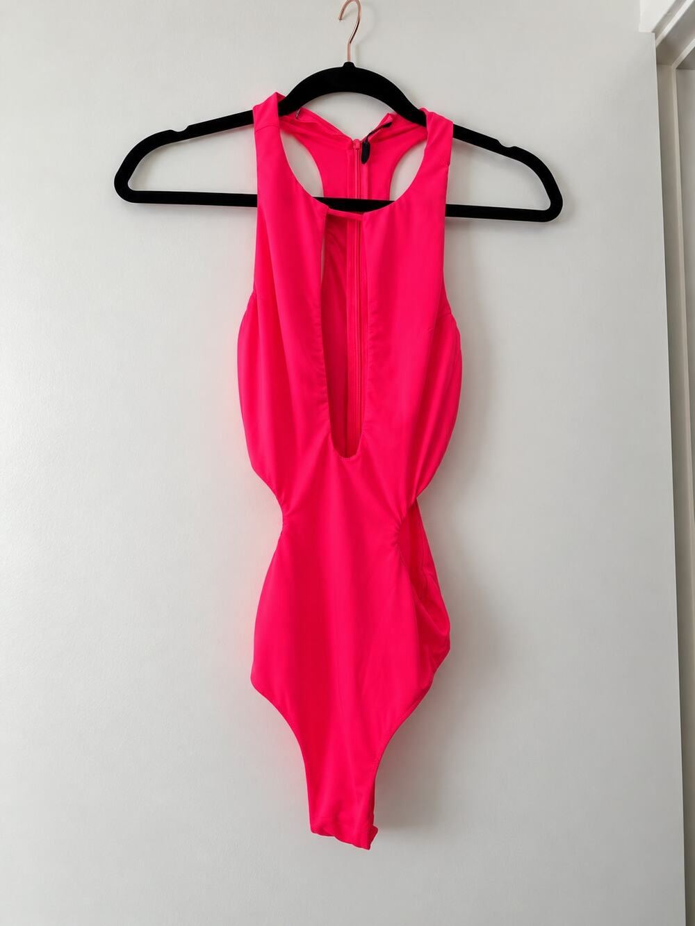 Neon Pink Cutout Bodysuit – Size Small